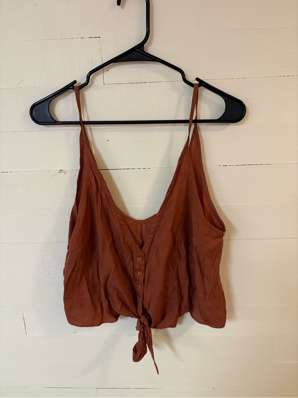 Wishlist Apparel Rust Tie Front Crop Tank Cami Size Large